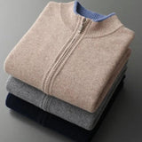 Wilbert | Taupe open gebreid vest