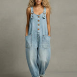Lejla - Stijlvolle Denim Jumpsuit Met Zakjes
