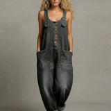 Lejla - Stijlvolle Denim Jumpsuit Met Zakjes