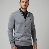 Kobus | Grijs gebreid vest met knopen