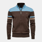Tim | Bruin vest met kleurvlakken en rits