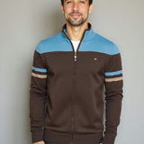 Tim | Bruin vest met kleurvlakken en rits