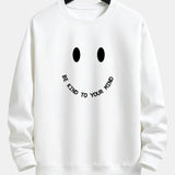 Mees | Sweater met smiley- en tekstopdruk en relaxte pasvorm