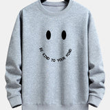 Mees | Sweater met smiley- en tekstopdruk en relaxte pasvorm
