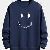 Mees | Sweater met smiley- en tekstopdruk en relaxte pasvorm