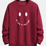 Mees | Sweater met smiley- en tekstopdruk en relaxte pasvorm