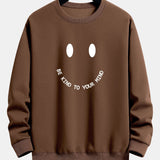 Mees | Sweater met smiley- en tekstopdruk en relaxte pasvorm