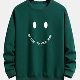 Mees | Sweater met smiley- en tekstopdruk en relaxte pasvorm