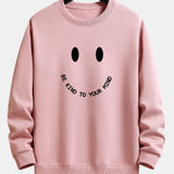Mees | Sweater met smiley- en tekstopdruk en relaxte pasvorm
