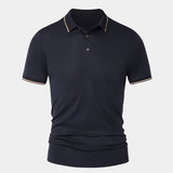 Melchior | Marineblauwe polo met contrastbies