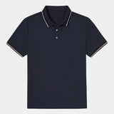 Melchior | Marineblauwe polo met contrastbies