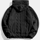 Niek | Teddyhoodie met geometrisch jacquarddessin