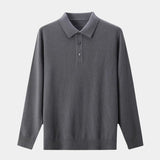 Rienk | Grijs poloshirt met lange mouwen