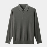Rienk | Grijs poloshirt met lange mouwen