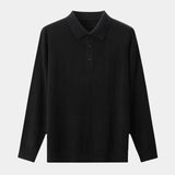 Rienk | Grijs poloshirt met lange mouwen