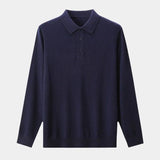 Rienk | Grijs poloshirt met lange mouwen