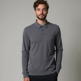 Rienk | Grijs poloshirt met lange mouwen