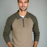 Roelf | Taupe raglantrui met halve rits