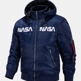 Quinten | Bomber jack met nasa-borduursel en afneembare capuchon