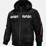 Quinten | Bomber jack met nasa-borduursel en afneembare capuchon