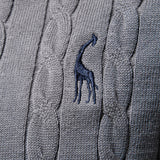Rein | Jacquardtrui met kabelpatroon en giraffenborduursel