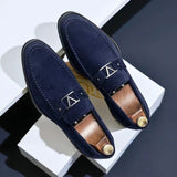 Reinder | Suède loafers met gesp