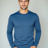 Oebele | Blauwe trui met ronde hals