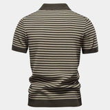 Richard | Gestreepte polo in marineblauw