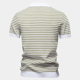 Richard | Gestreepte polo in marineblauw