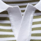 Richard | Gestreepte polo in marineblauw
