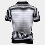 Richard | Gestreepte polo in marineblauw