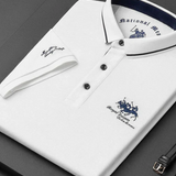 Rogier | Marineblauwe polo met clubstrepen