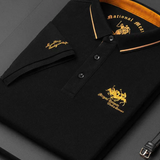 Rogier | Marineblauwe polo met clubstrepen