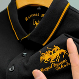 Rogier | Marineblauwe polo met clubstrepen