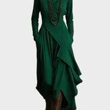 Teresa - Asymmetrische gebreide maxi-jurk met col