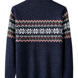 Sam | Kersttrui met geometrische print en halve rits
