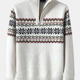 Sam | Kersttrui met geometrische print en halve rits