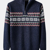 Sam | Kersttrui met geometrische print en halve rits