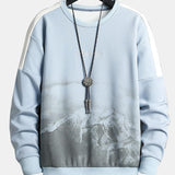 Sam | Sweater met bergprint en ronde hals