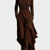 Teresa - Asymmetrische gebreide maxi-jurk met col