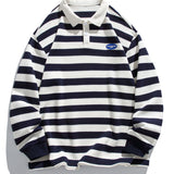 Sebastiaan | Gestreepte polosweater met wafelstructuur en relaxte pasvorm