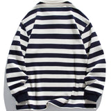 Sebastiaan | Gestreepte polosweater met wafelstructuur en relaxte pasvorm