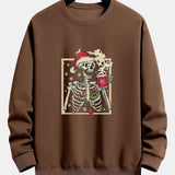Siem | Kerstsweater met skelet- en koffieprint en relaxte pasvorm