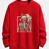 Siem | Kerstsweater met skelet- en koffieprint en relaxte pasvorm