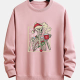 Siem | Kerstsweater met skelet- en koffieprint en relaxte pasvorm
