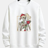 Siem | Kerstsweater met skelet- en koffieprint en relaxte pasvorm