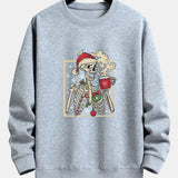 Siem | Kerstsweater met skelet- en koffieprint en relaxte pasvorm