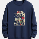 Siem | Kerstsweater met skelet- en koffieprint en relaxte pasvorm