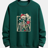 Siem | Kerstsweater met skelet- en koffieprint en relaxte pasvorm