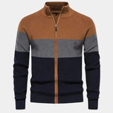 Halbe | Gebreid vest met kleurvlakken en rits